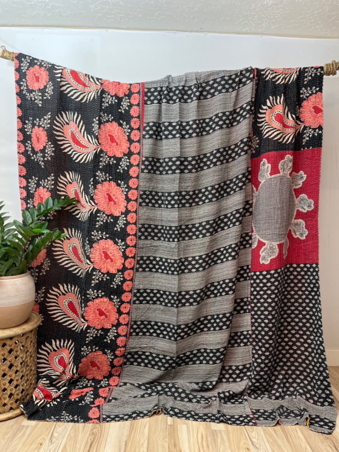 King Vintage Cotton Kantha Quilt