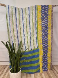 Vintage Cotton Kantha Quilt - Twin