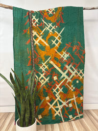 Vintage Cotton Kantha Quilt - Twin