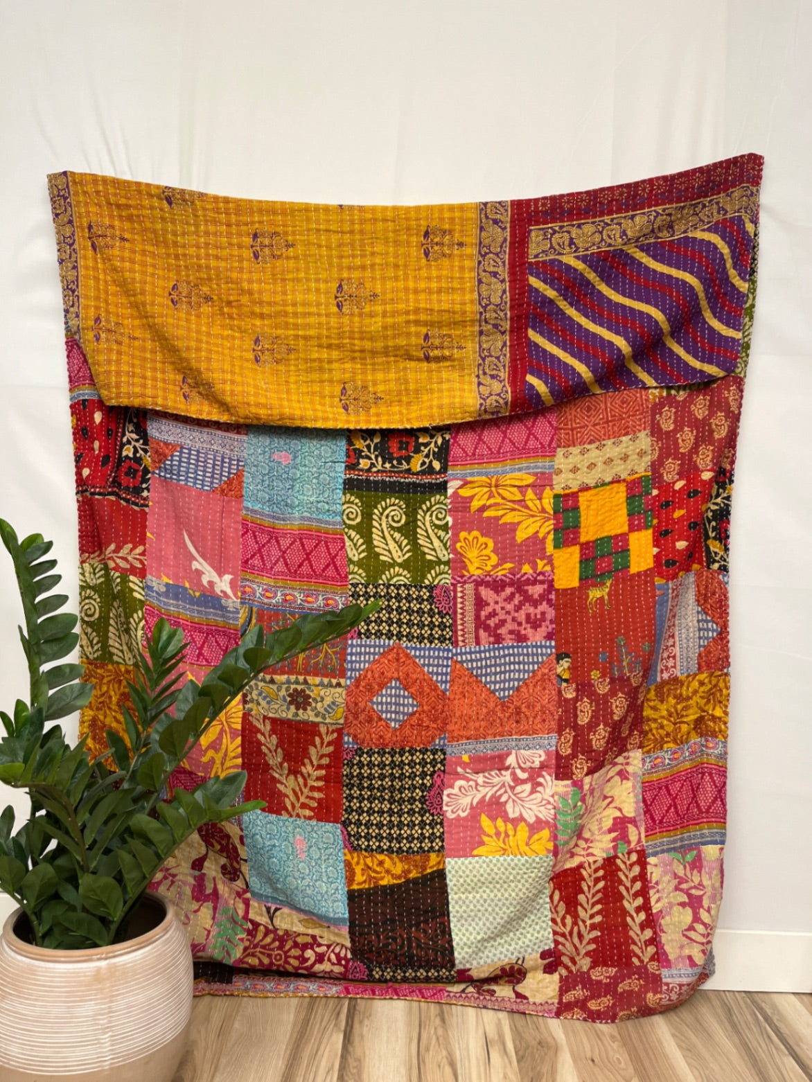 Patchwork Vintage Cotton Kantha Quilt - Twin