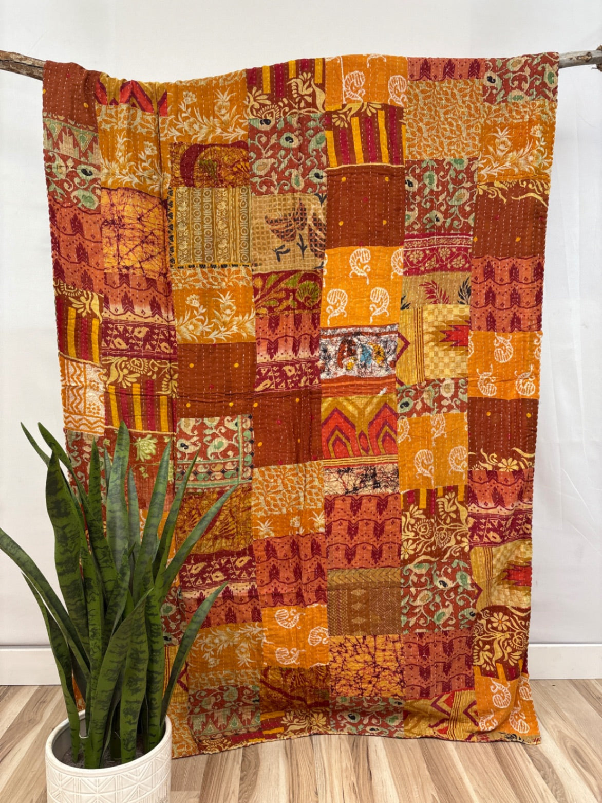 Patchwork Vintage Cotton Kantha Quilt - Twin