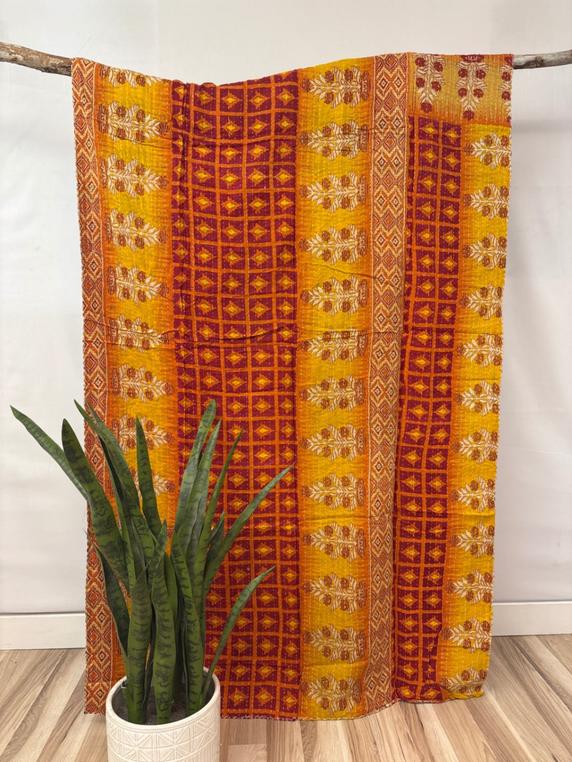 Vintage Cotton Kantha Quilt - Twin