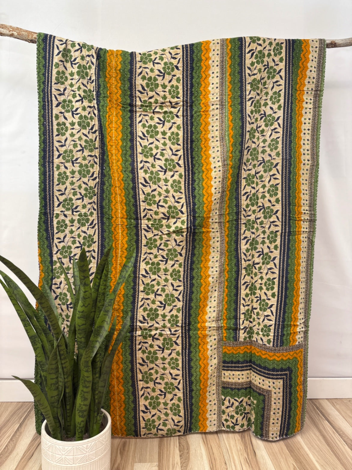 Twin Vintage Cotton Kantha Quilt
