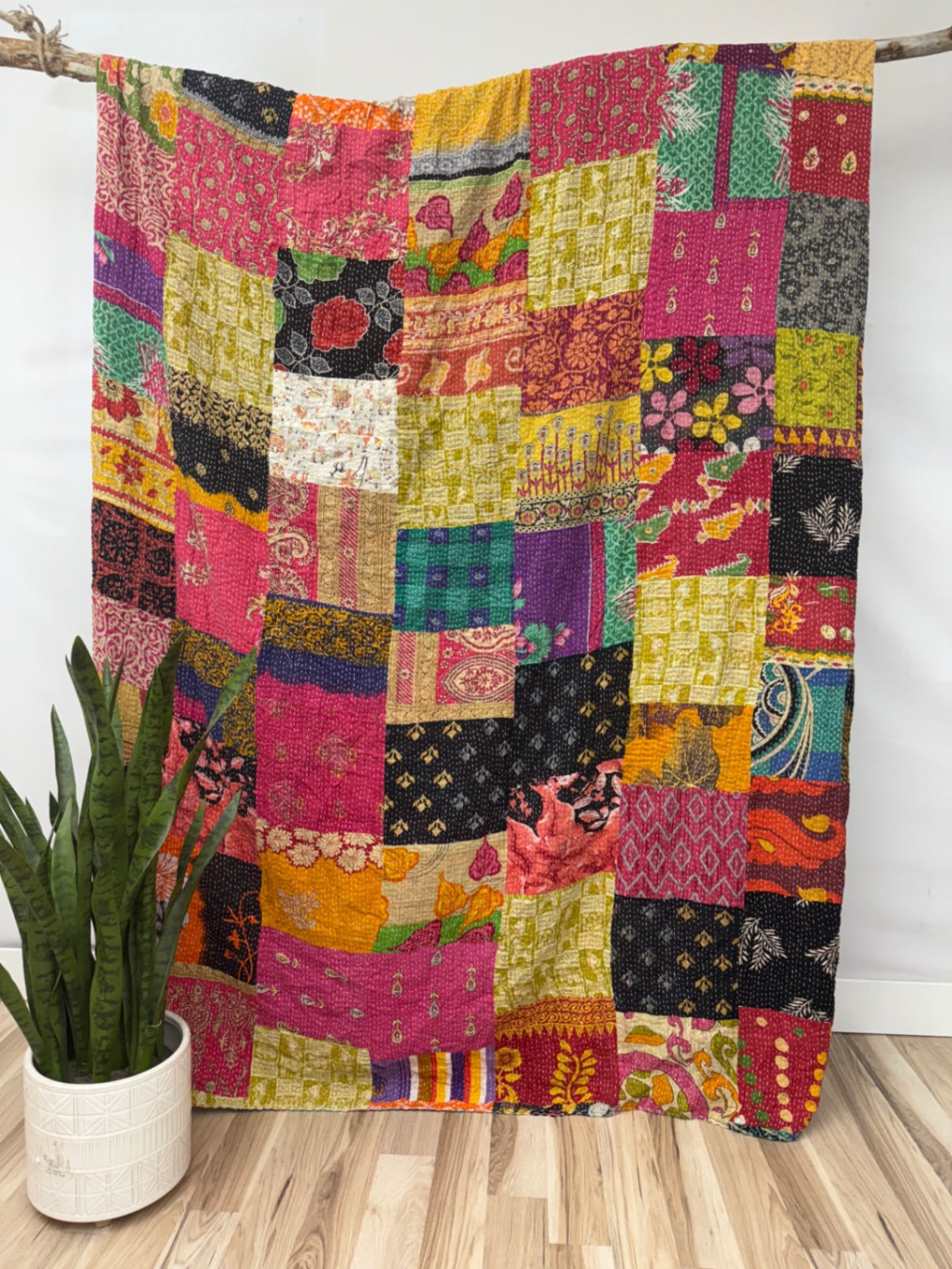 Patchwork Cotton Kantha Quilt King