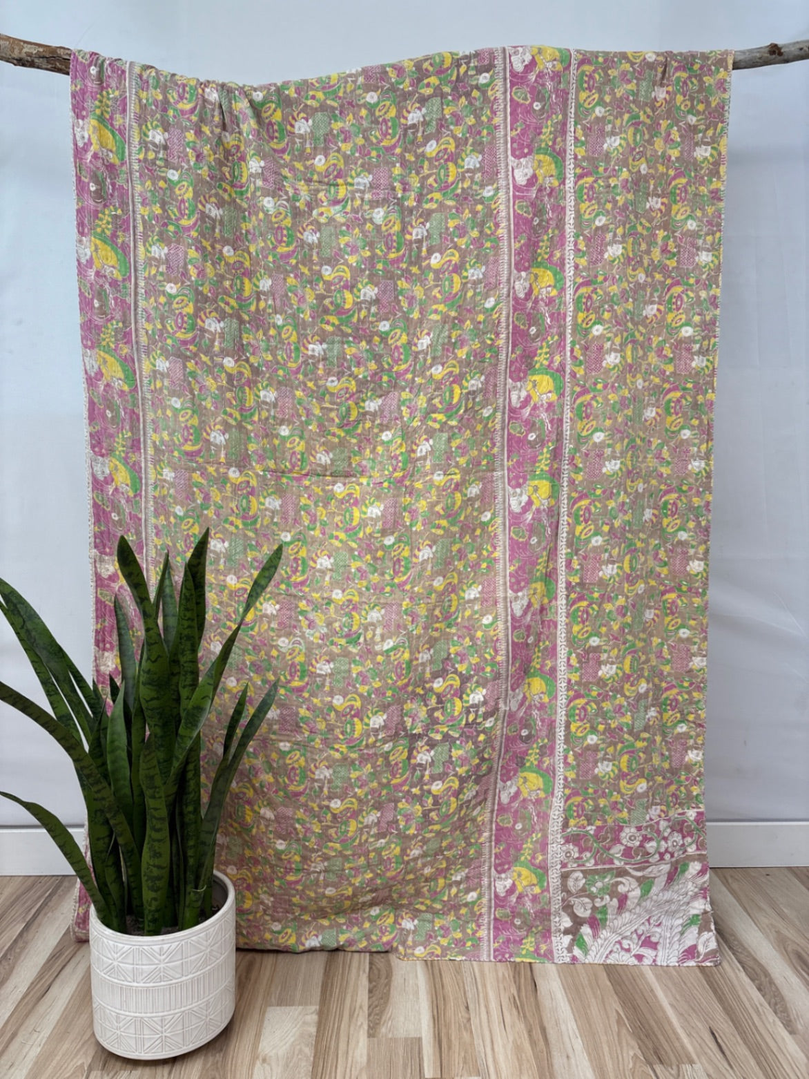 Twin Vintage Cotton Kantha Quilt