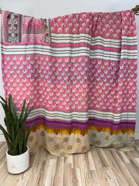Queen Vintage Cotton Kantha Quilt