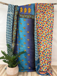 Queen Vintage Cotton Kantha Quilt