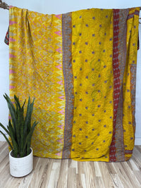 Queen Vintage Cotton Kantha Quilt
