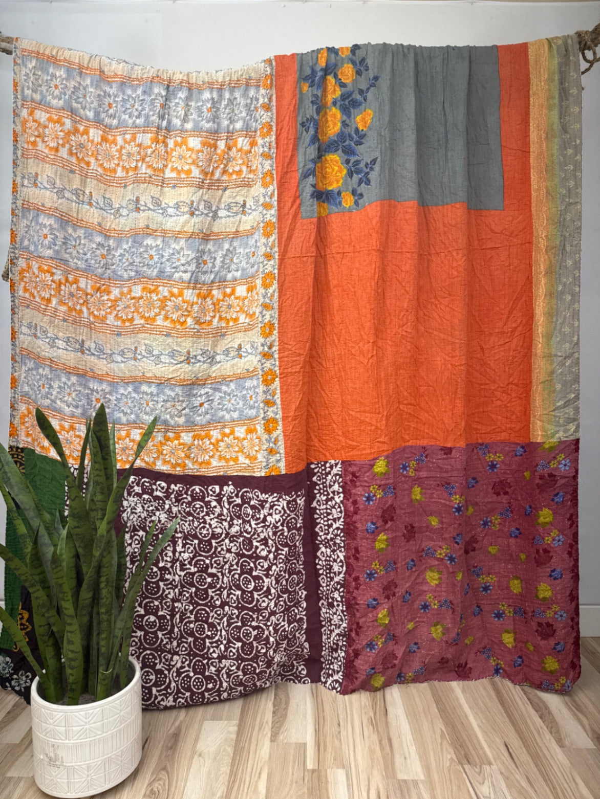 Queen Vintage Cotton Kantha Quilt