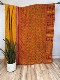 Queen Vintage Cotton Kantha Quilt
