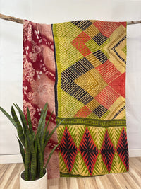 Vintage Cotton Kantha Quilt - Twin