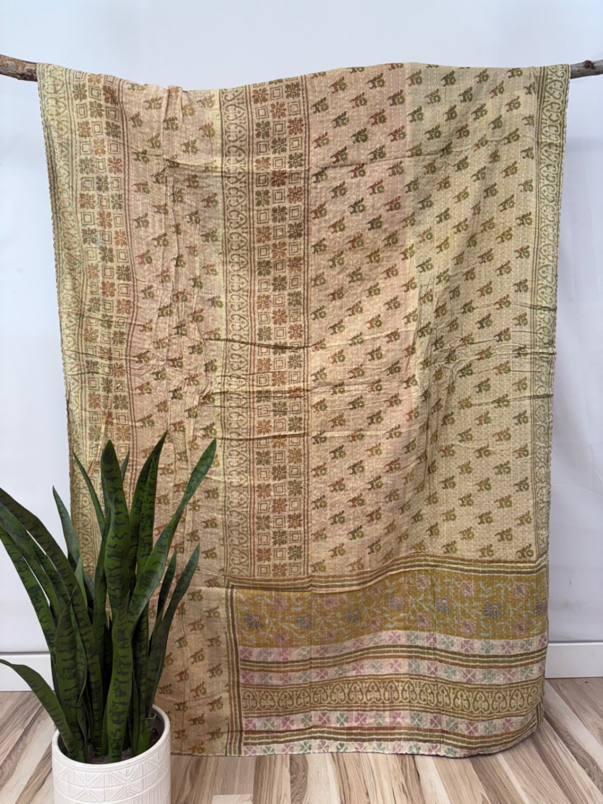Twin Vintage Cotton Kantha Quilt
