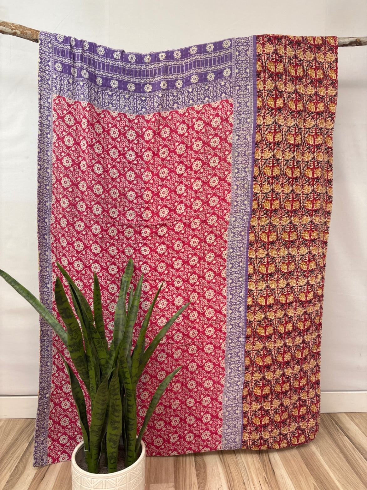 Vintage Cotton Kantha Quilt - Twin