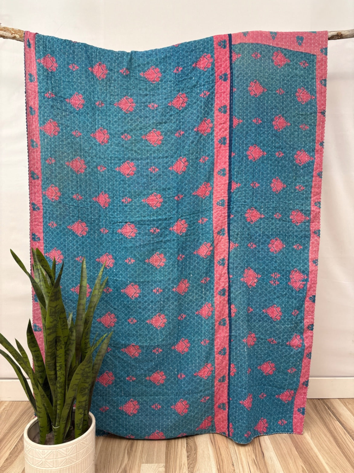 Twin Vintage Cotton Kantha Quilt