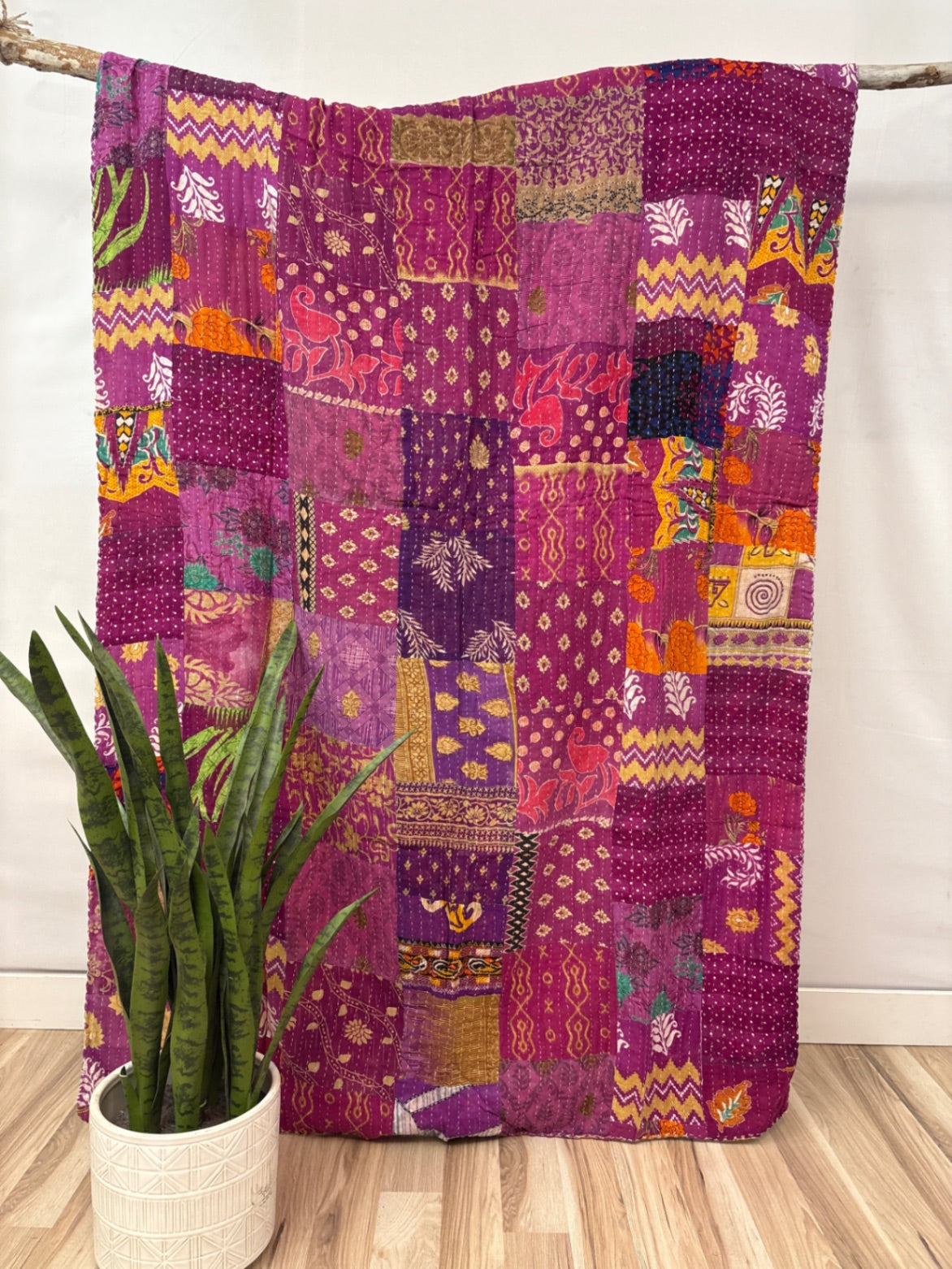 Patchwork Vintage Cotton Kantha Quilt - Twin