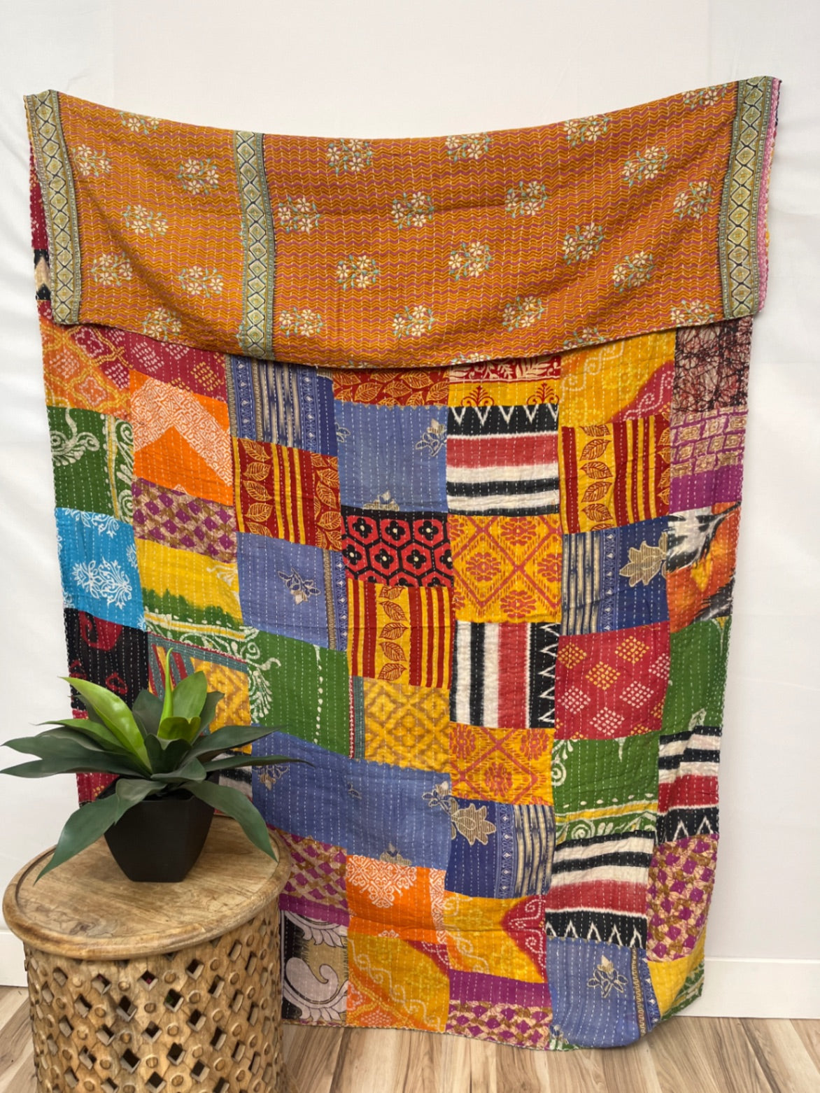 Patchwork Vintage Cotton Kantha Quilt - Twin