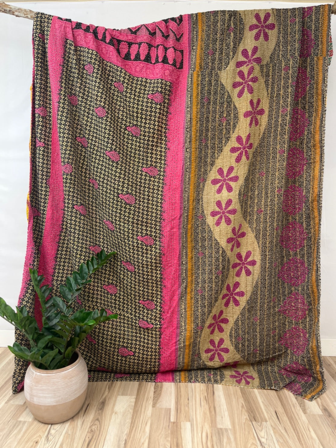 Queen Vintage Cotton Kantha Quilt