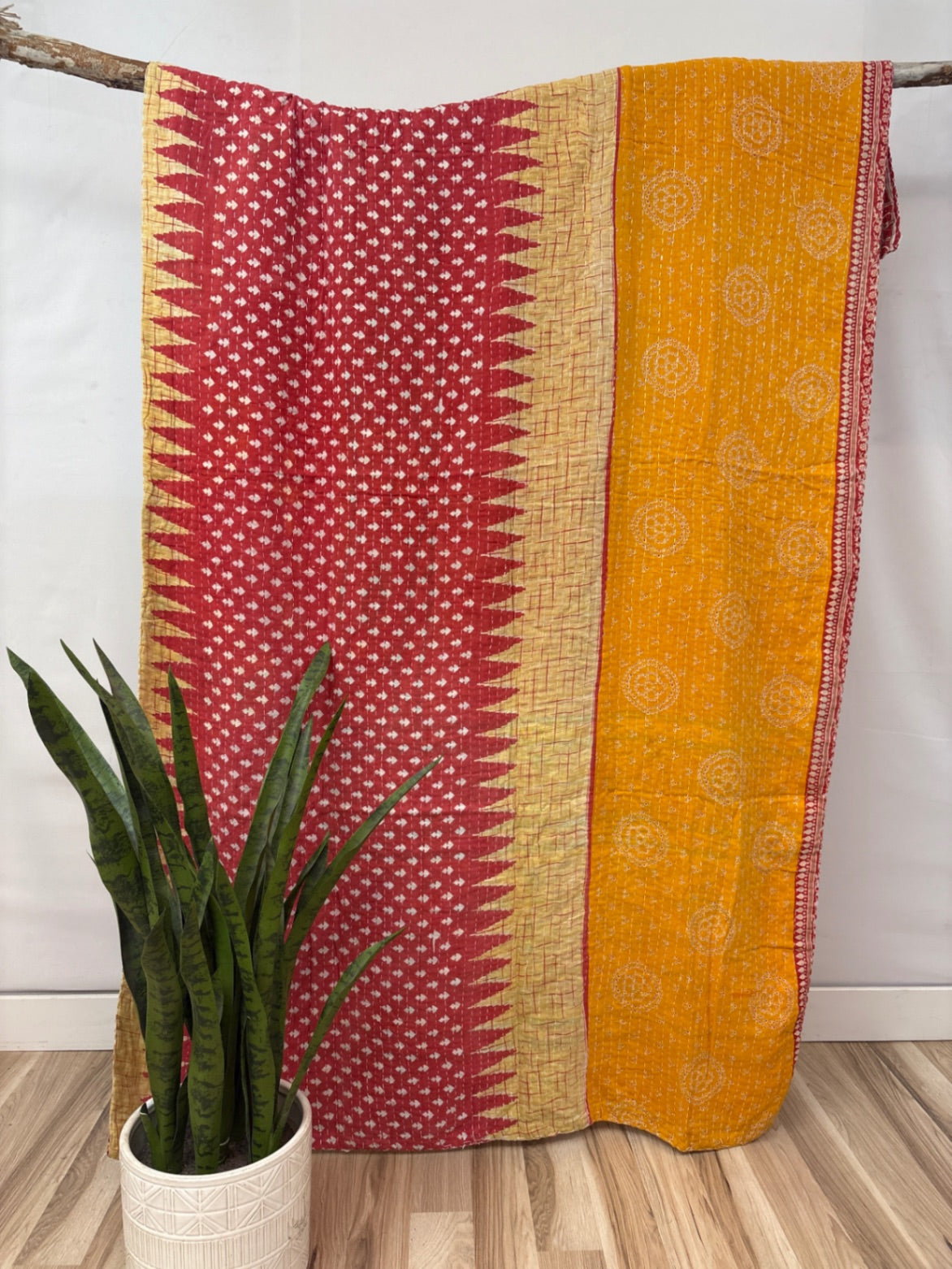 Vintage Cotton Kantha Quilt - Twin