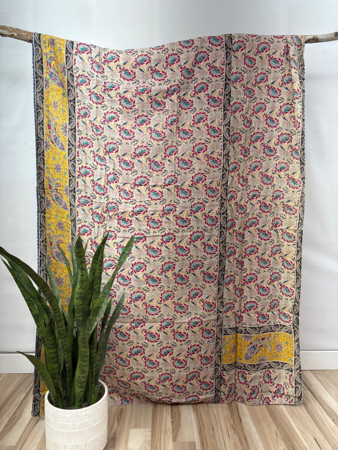 Twin Vintage Cotton Kantha Quilt
