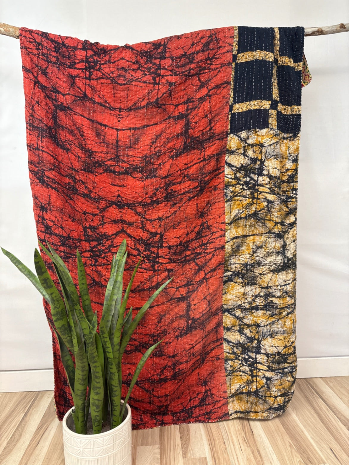 Vintage Cotton Kantha Quilt - Twin