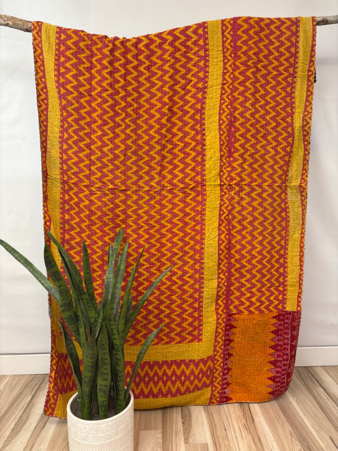 Vintage Cotton Kantha Quilt - Twin