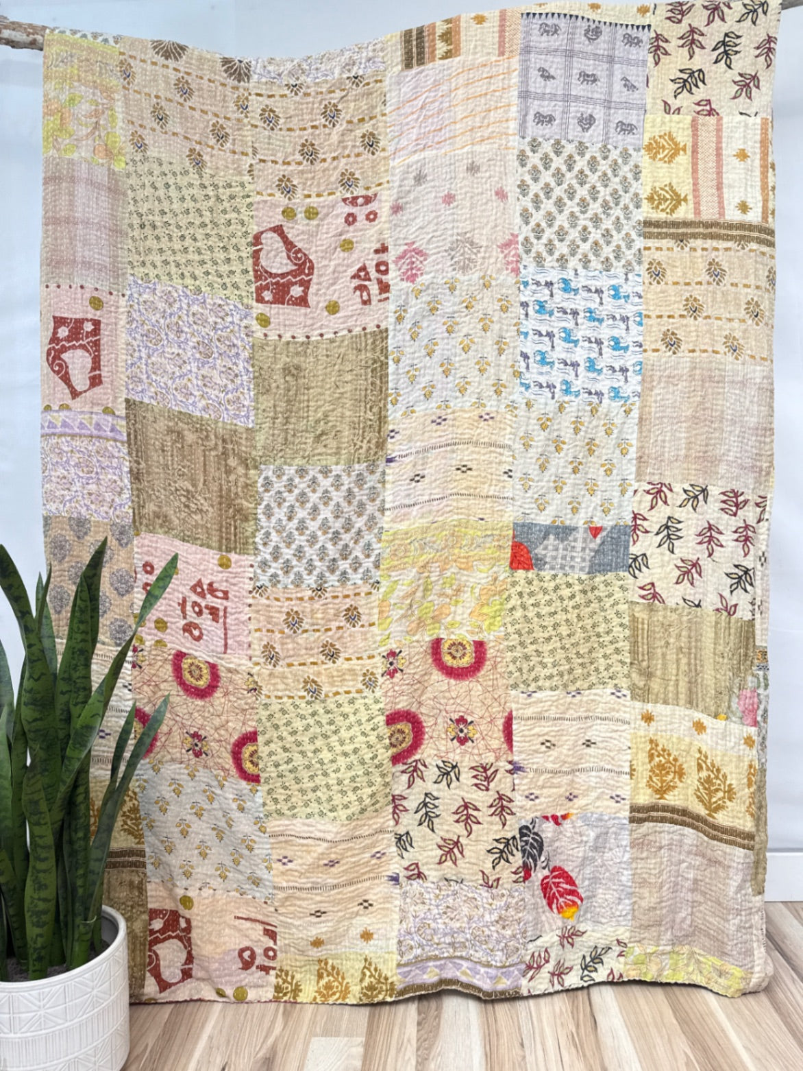 Patchwork Cotton Kantha Quilt King