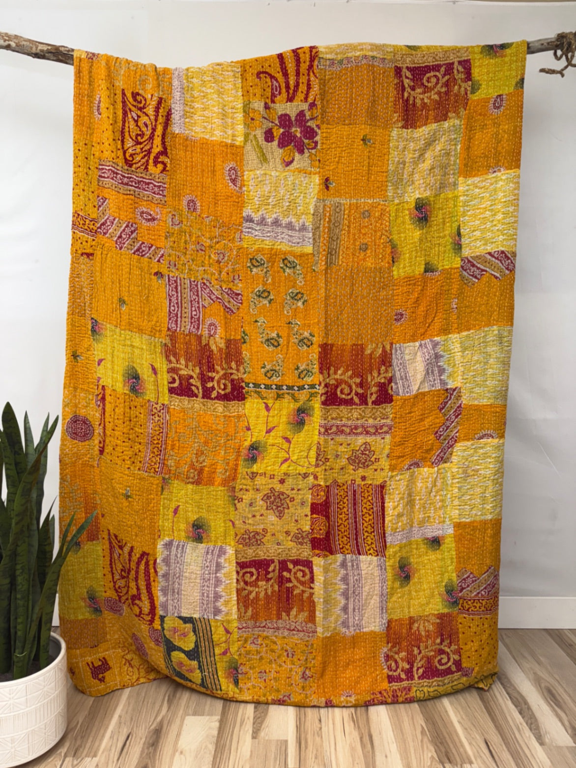 Patchwork Cotton Kantha Quilt King