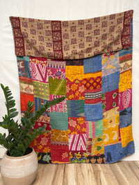 Patchwork Vintage Cotton Kantha Quilt - Twin