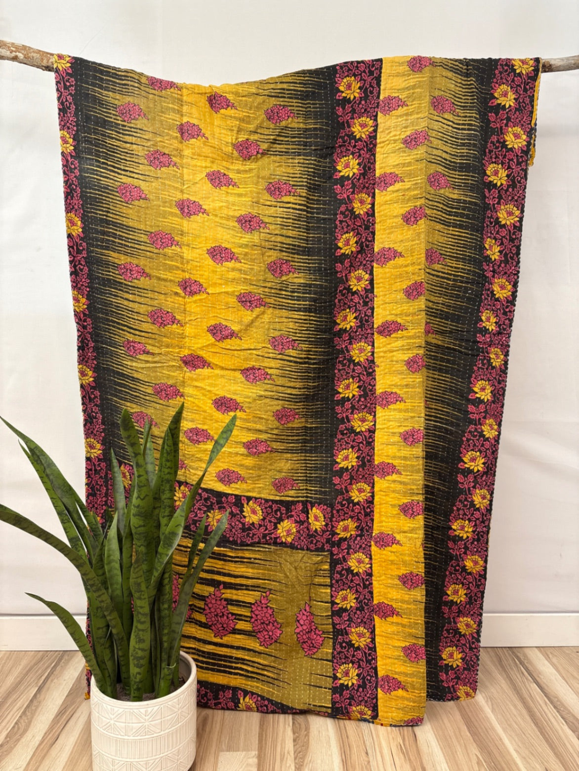 Twin Vintage Cotton Kantha Quilt