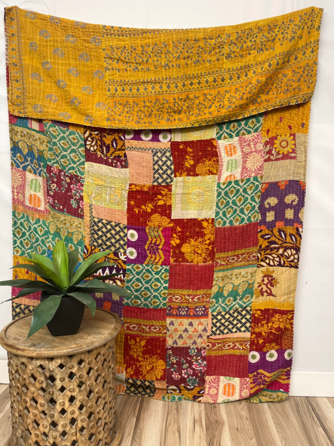 Patchwork Vintage Cotton Kantha Quilt - Twin