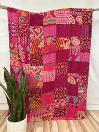 Patchwork Vintage Cotton Kantha Quilt - Twin