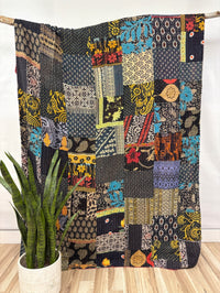 Patchwork Vintage Cotton Kantha Quilt - Twin