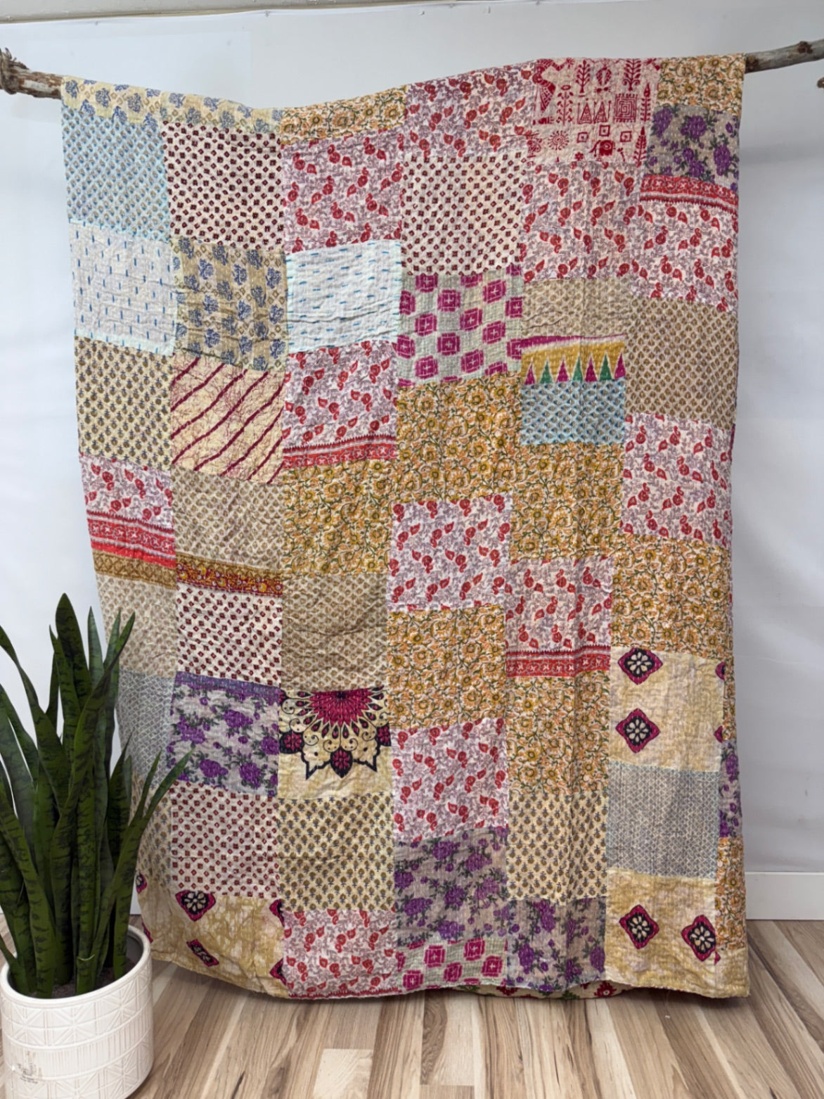 Patchwork Cotton Kantha Quilt King