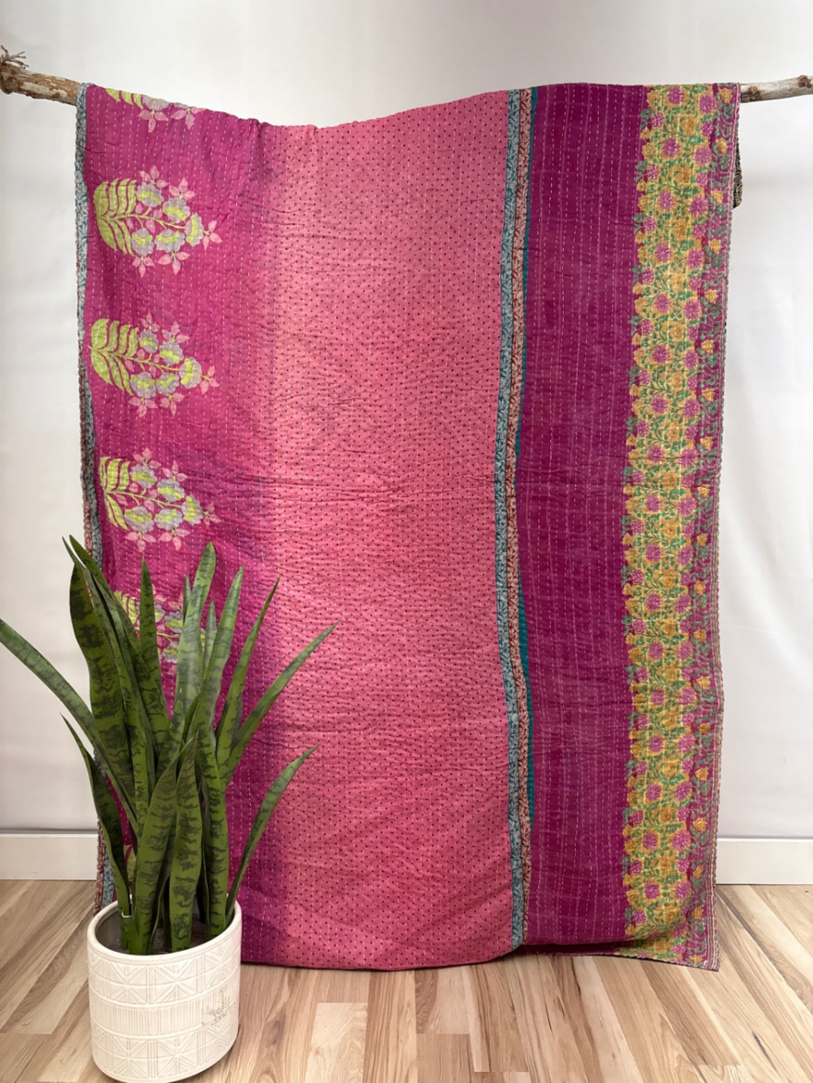 Twin Vintage Cotton Kantha Quilt