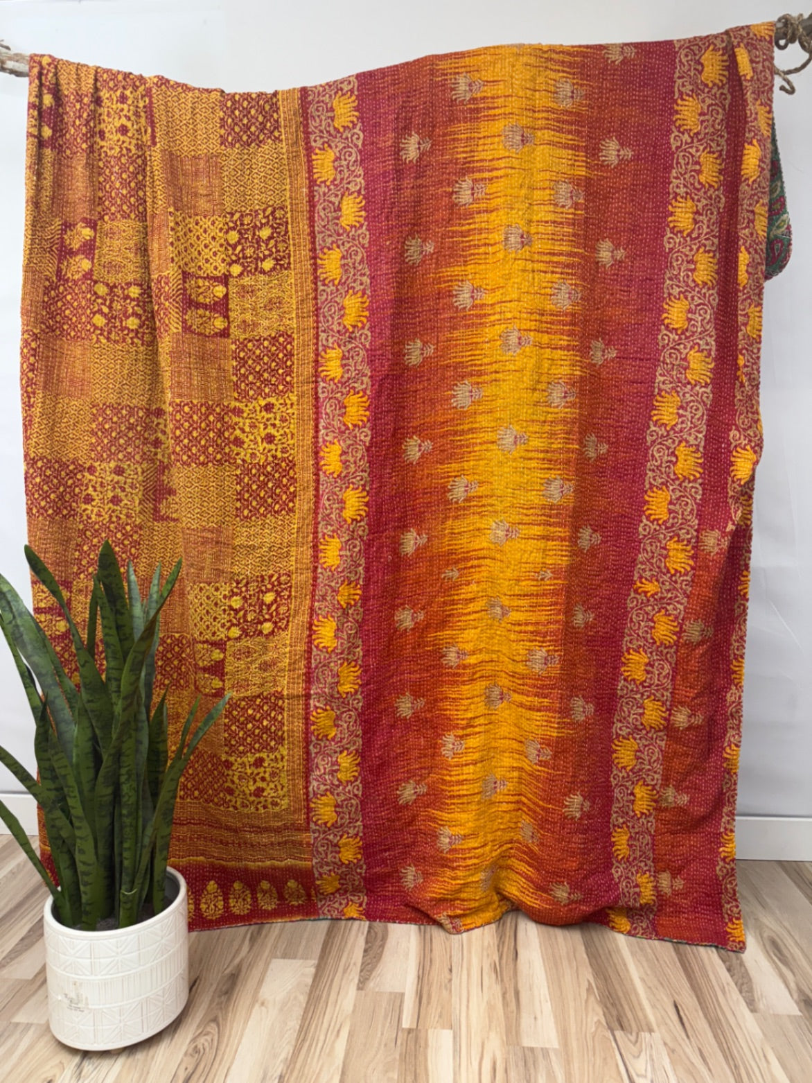 Queen Vintage Cotton Kantha Quilt