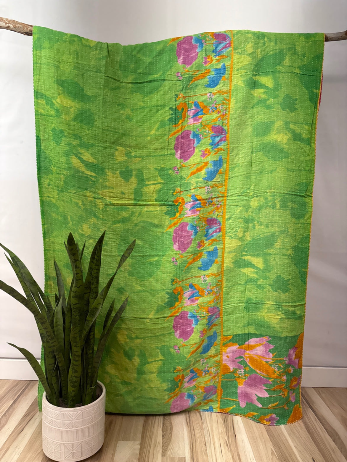 Twin Vintage Cotton Kantha Quilt