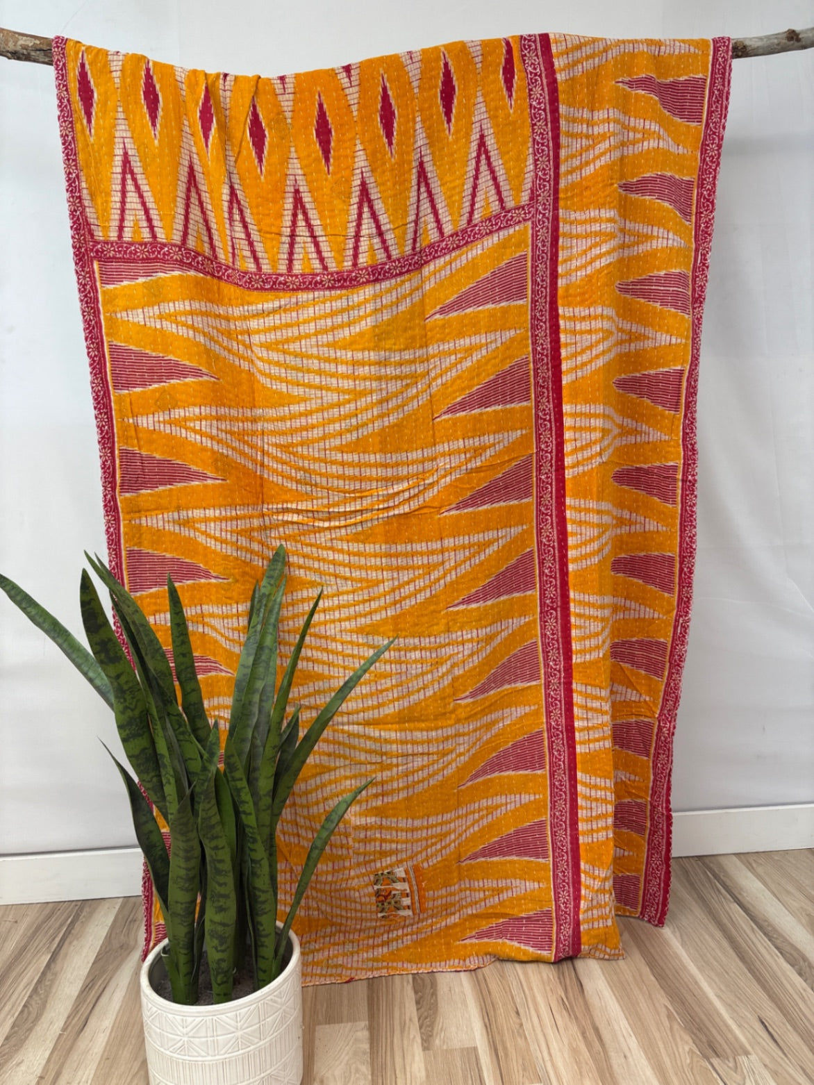 Vintage Cotton Kantha Quilt - Twin