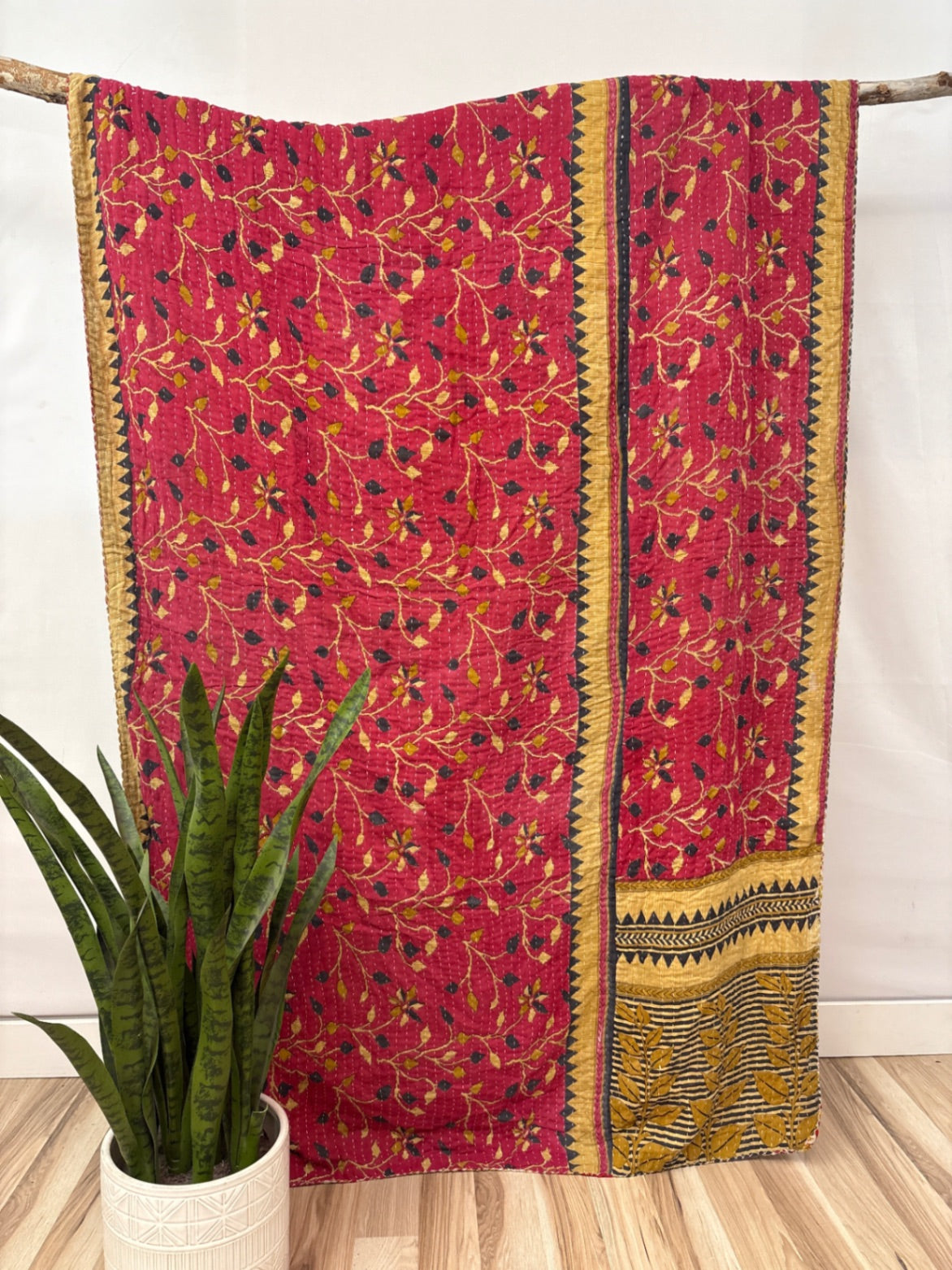 Twin Vintage Cotton Kantha Quilt