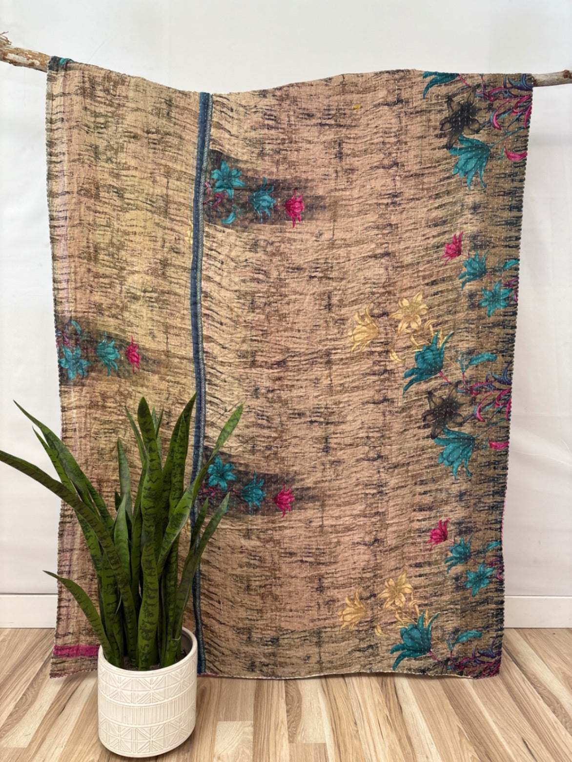 Twin Vintage Cotton Kantha Quilt