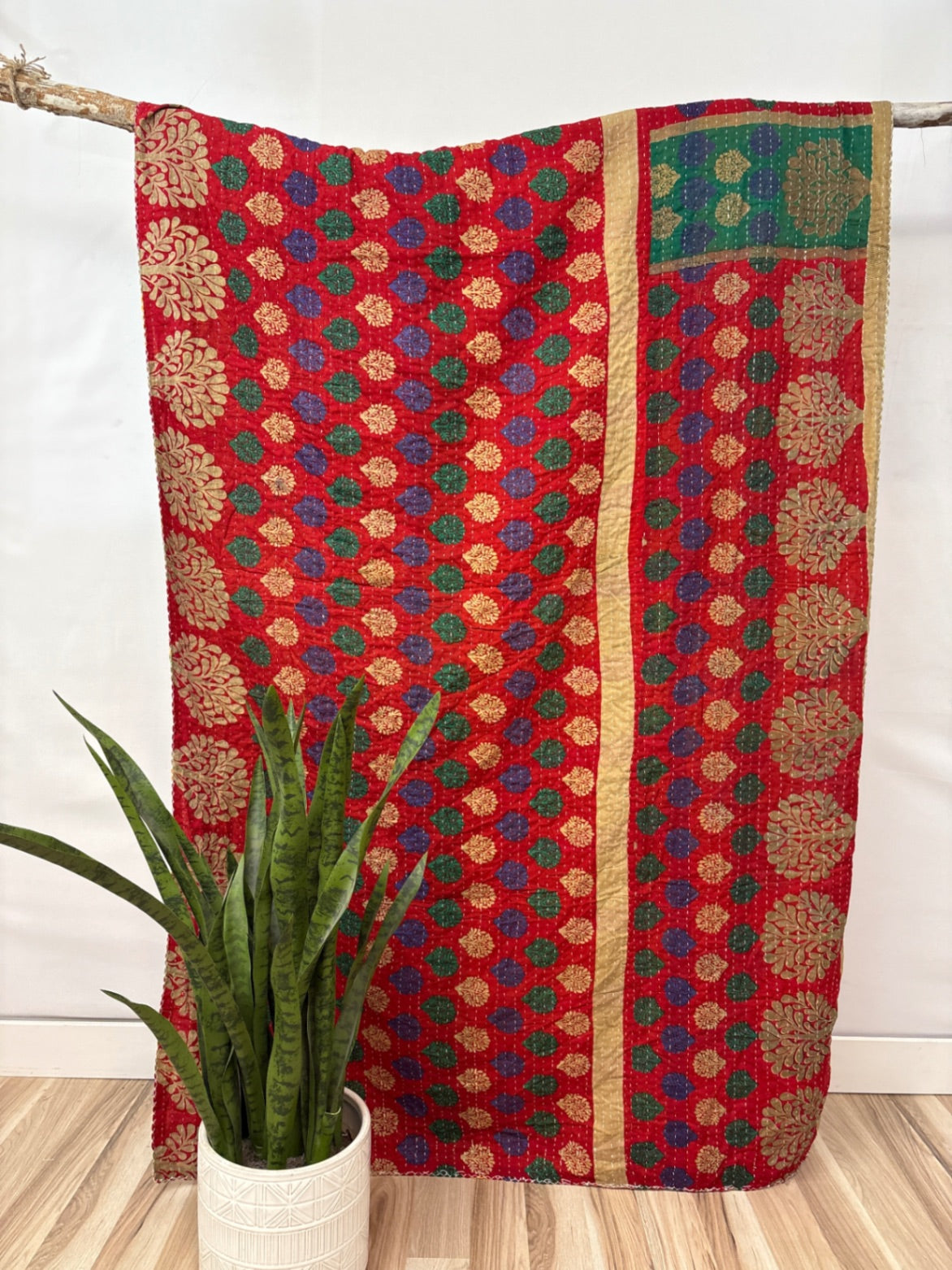 Twin Vintage Cotton Kantha Quilt