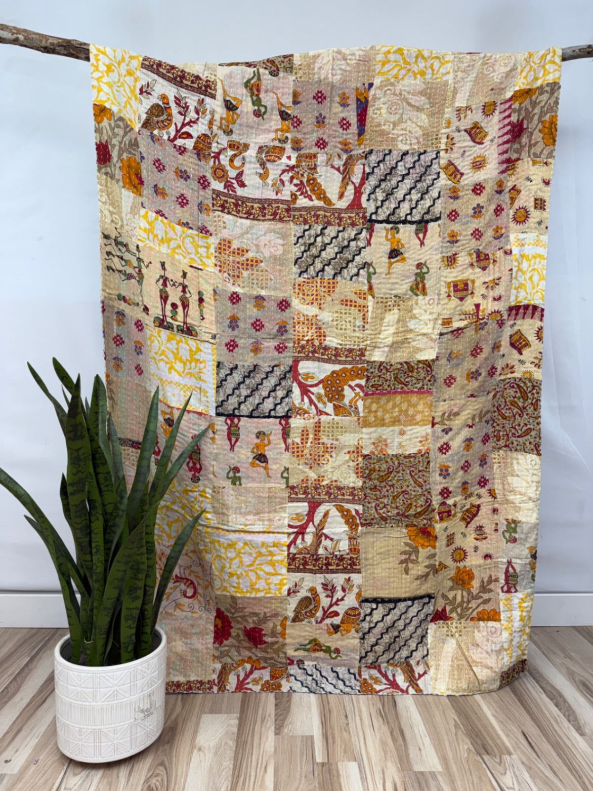 Patchwork Vintage Cotton Kantha Quilt - Twin