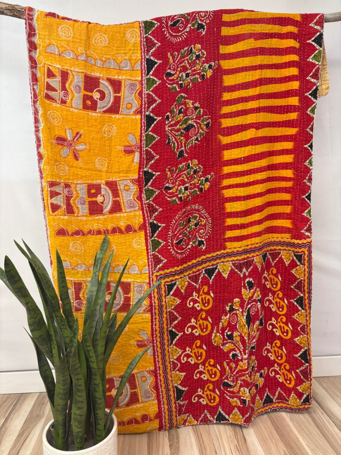 Vintage Cotton Kantha Quilt - Twin