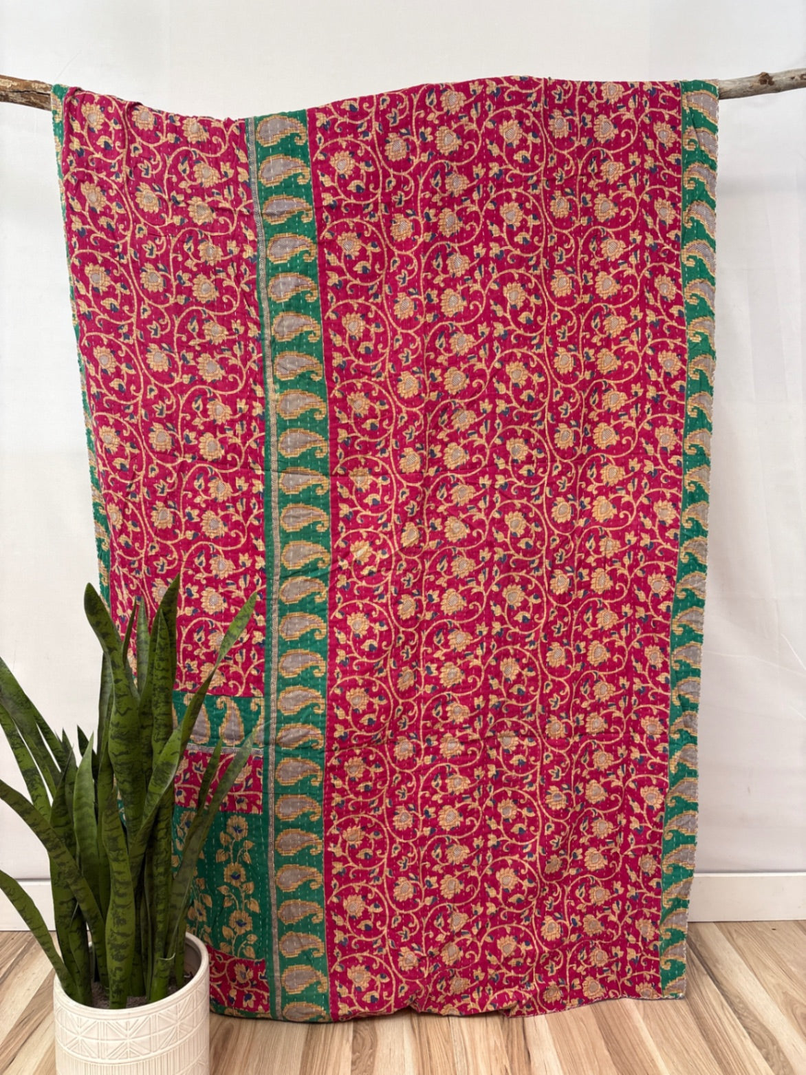 Twin Vintage Cotton Kantha Quilt
