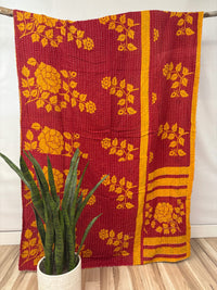 Vintage Cotton Kantha Quilt - Twin