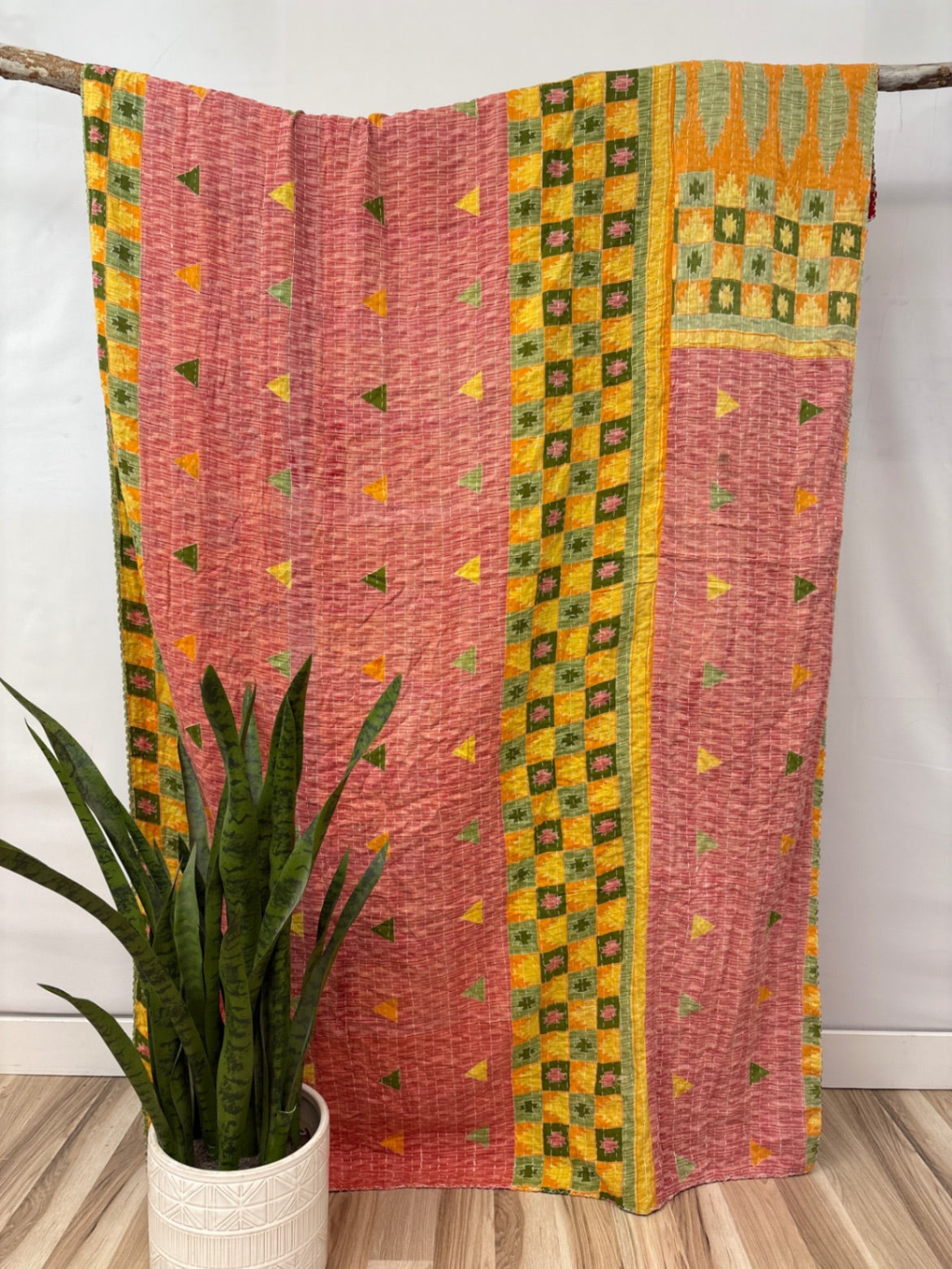 Twin Vintage Cotton Kantha Quilt