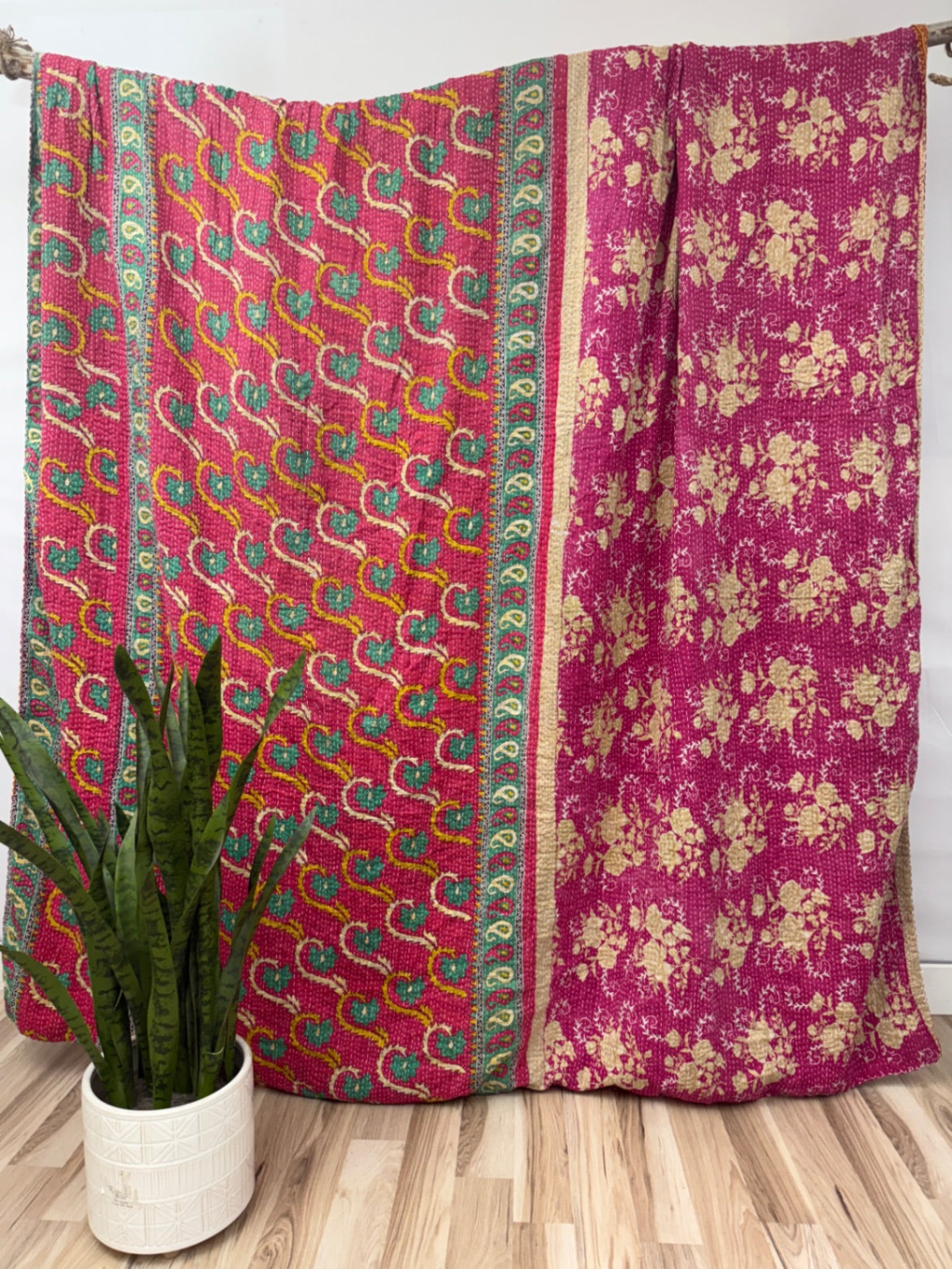 Queen Vintage Cotton Kantha Quilt