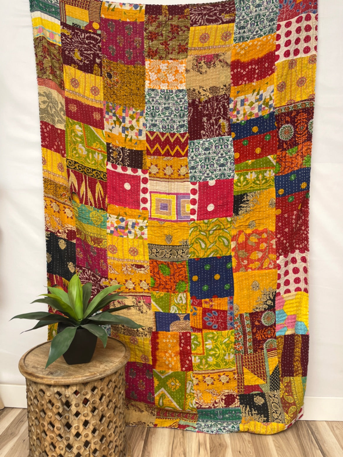 Patchwork Vintage Cotton Kantha Quilt - Twin