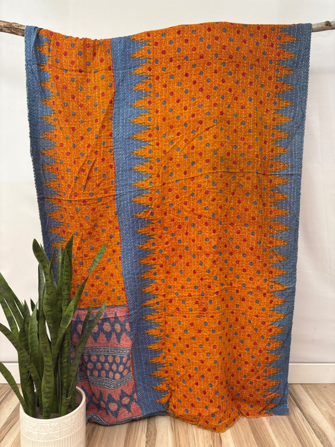 Twin Vintage Cotton Kantha Quilt