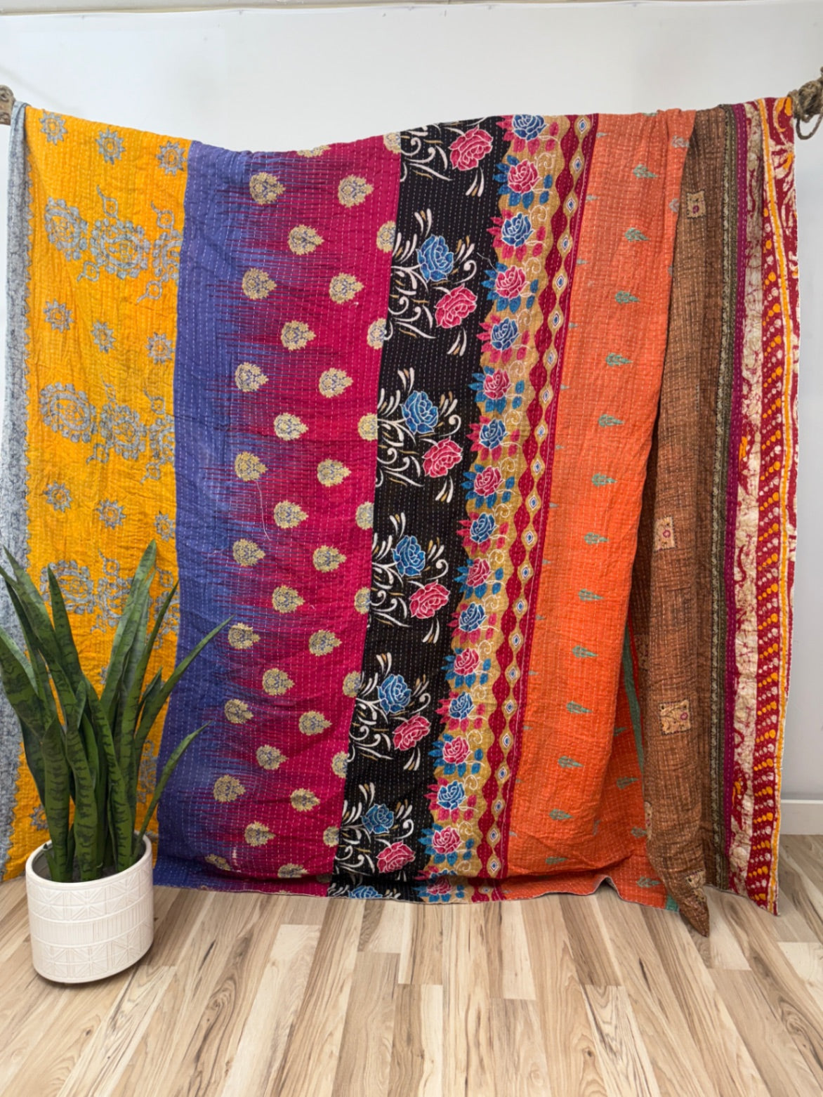 King Vintage Cotton Kantha Quilt