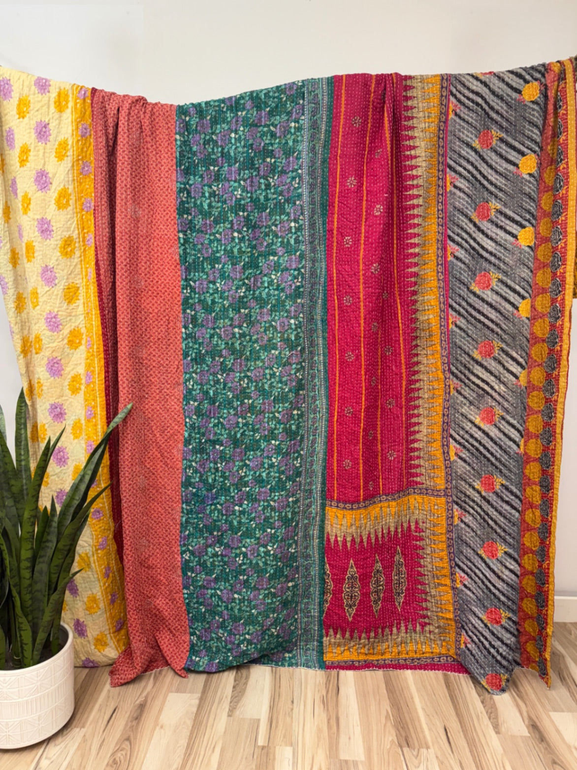 King Vintage Cotton Kantha Quilt